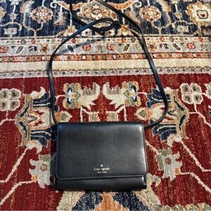 Kate Spade New York Black Leather crossbody Bag Fold Over